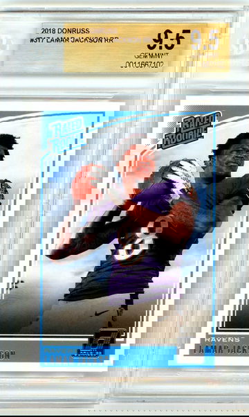 LAMAR JACKSON 2018 Panini Donruss Rookie Card RC #317 BGS 9.5 Gem Mint Ravens