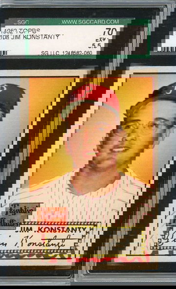 1952 Topps Jim Konstanty #108 SGC 70 P1336