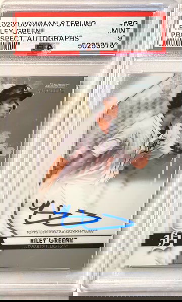 Riley Greene 2020 Bowman Sterling Autograph PSA9 Mint 