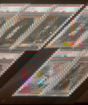 1998 Topps Vince Carter Paul Pierce Rookie HOF Lot PSA 9 8 Toni Kukoc Damian Lillard Tim Duncan LOT 5 cards 