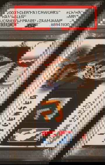 Ray Allen 2003 Fleer Patchworks Licensed Apparel - Team Name /150 PSA 9