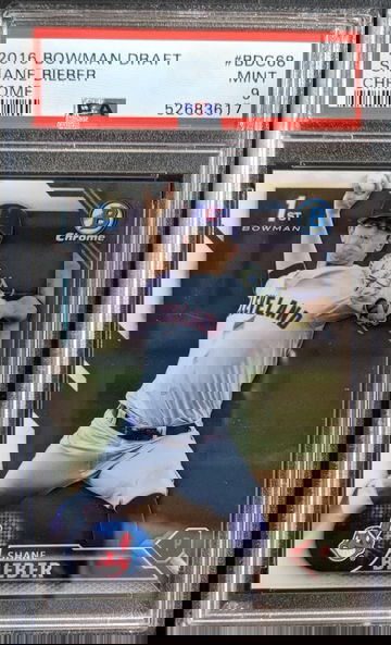 2016 Bowman Draft Chrome #BDC68 Shane Bieber RC PSA 9 Mint Indians Cy Young Winner 1st Bowman Chrome