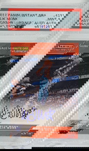 2017 Malik Monk 1/5 AUTO Orange Panini Instant PSA 9 MINT #64191261