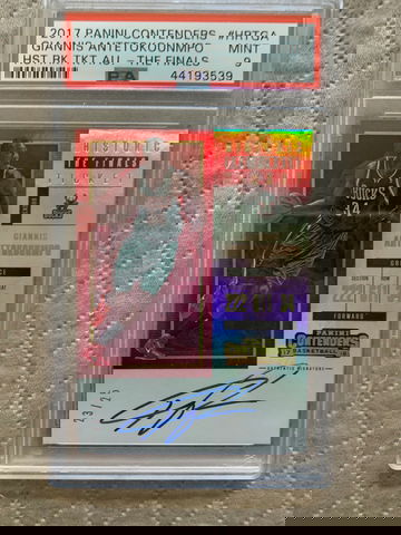 2017 Panini Contenders Giannis Antetokounmpo Historic Ticket Finals Auto /25 PSA 9