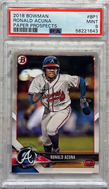 2018 BOWMAN PAPER PROSPECTS - RONALD ACUNA PSA 9 #BP1 Braves Rc Rookie