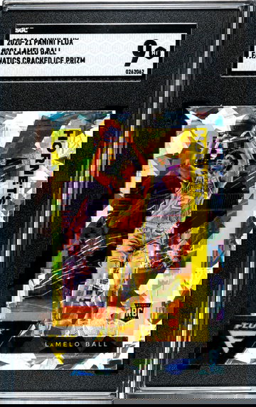 LAMELO BALL RC - 2020-21 Flux Silver Cracked Ice Prizm Rookie #201 SGC 9 MINT SP