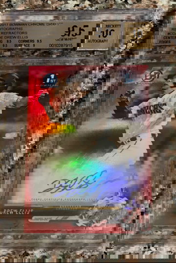 2017 Bowman Chrome Draft Autographs Red Refractors Drew Ellis BGS 9.5 Gem Mint Autograph 10
