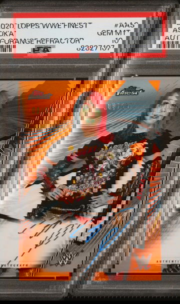 2020 Topps WWE Finest Autographs Orange Refractor Asuka #AAS /50 PSA 10