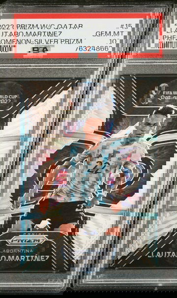 2022 PANINI LAUTARO MARTINEZ PRIZM WORLD CUP PHENOMENON SILVER #15 PSA 10
