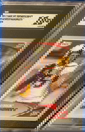 2017 Sage Hit Premier Silver SP Patrick Mahomes Rookie Card SGC 10