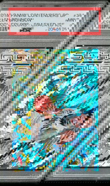 2018-19 Panini Contenders Jalen Brunson School Colors Cracked Ice /23 PSA 9 Mint