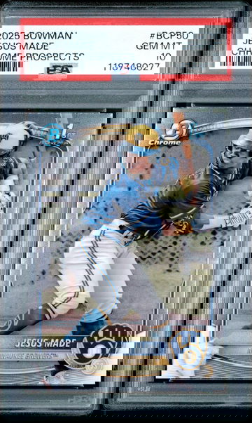 2025 Bowman Jesus Made Chrome Prospects PSA 10 GEM MT #BCP50 Brewers