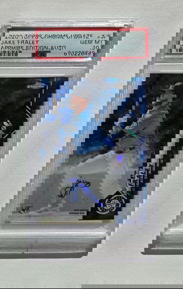 Jake Fraley 2020 Topps Chrome Sapphire Rookie Auto! Gem mint, PSA 10