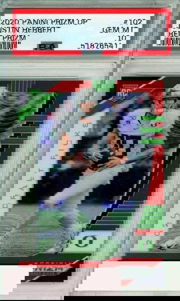 2020 PANINI PRIZM DRAFT PICKS JUSTIN HERBERT #102 RED PRIZM ROOKIE PSA 10 GEM MT