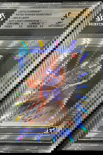 2021 CADE CUNNINGHAM DONRUSS RATED ROOKIE HOLO LASER RC AUTO /99 BGS 9