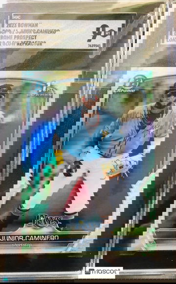 2023 1st Bowman Chrome JUNIOR CAMINERO Lunar Glow Refractor SGC 9 BCP-61 TB Rays