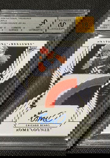 2024 National Treasures Rome Odunze True Rookie Patch Auto RC /99  BGS 9