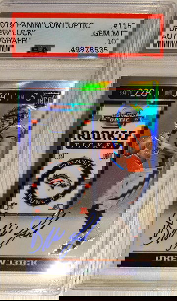 Drew Lock Contenders Optic Autograph PSA 10