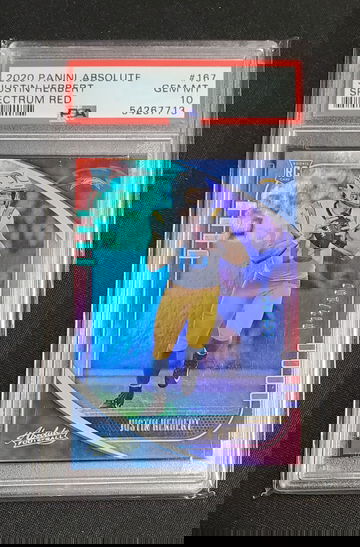 Justin Herbert 2020 Absolute Spectrum Red #167 42/100  PSA 10