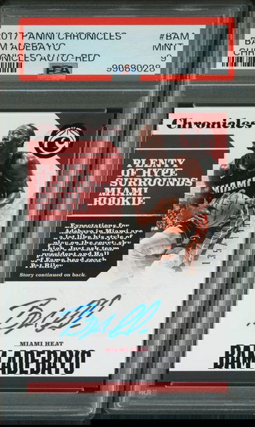 2017 Panini Chroncles Bam Adebayo Autograph Red #/149 #BAM Miami Heat PSA 9