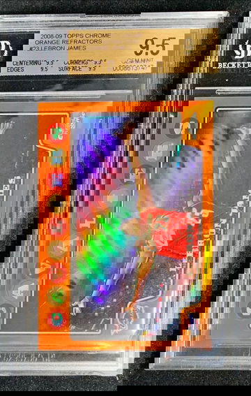2008 Topps Chrome Orange Refractor Chalk Toss /499 Lebron James BGS 9.5 Quad True Gem Mint