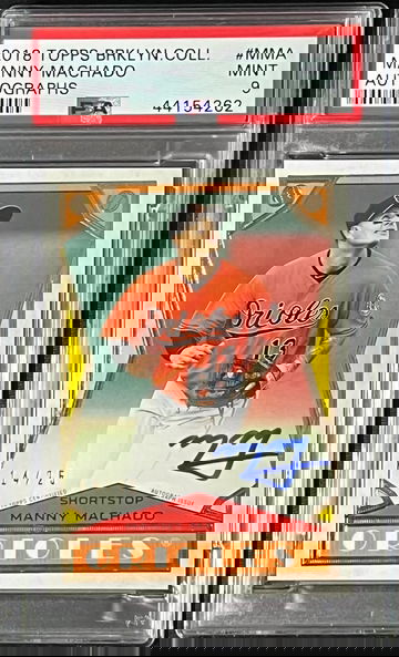 2018 Topps Brooklyn Collection Manny Machado On Card Auto /25 PSA 9