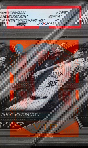 2025 Bowman Very Important Prospects Orange Refractor Charlie Condon #VIP9 /25 PSA 10