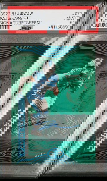 2022 Panini Illusions T/C Signature-Green D'Andre Swift #31 5/5 PSA 9