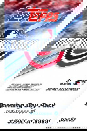 2021 TOPPS BASEBALL NFT Opening Day  PACK DIGITAL COLLECTIBLES UNOPENED PACK #3952/10000