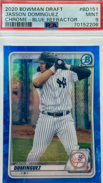 2020 BOWMAN DRAFT JASSON DOMINGUEZ CHROME - BLUE REFRACTOR/150 PSA 9 MINT #BD151