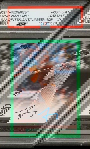 PSA 10 2024 TOPPS ARCHIVES FAN FAVORITES AUTOGRAPHS | GREEN FOILBOARD [#78/99] JACKSON MERRILL 00FFJM