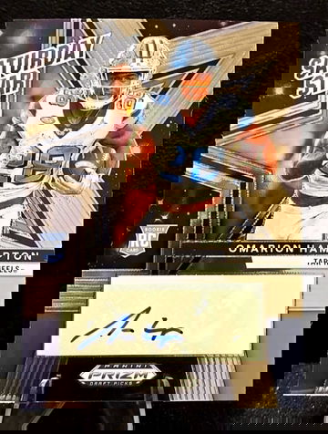 Omarion Hampton  2025 Prizm Draft Picks  Saturday Star  RC  Auto  Chargers Tar Heels