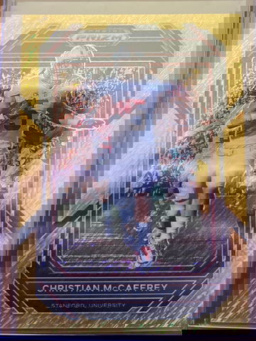Christian McCaffrey Prizm DP gold shimmer 10/15