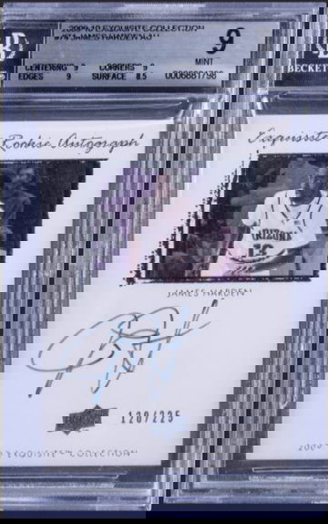 2009/10 UD Exquisite Collection #74 James Harden Signed Rookie Card #120/225