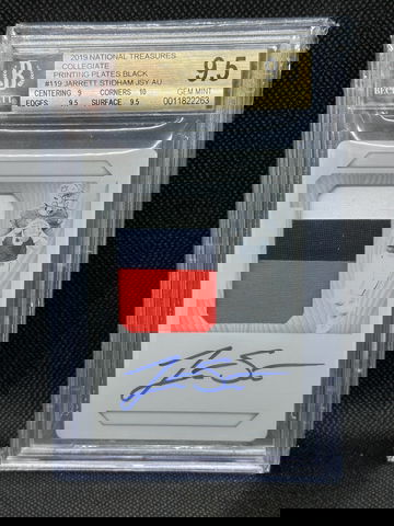 2019 National Treasures collegiate RPA Plate Patch Auto 1/1 BGS 9.5/10Jarrett Stidham