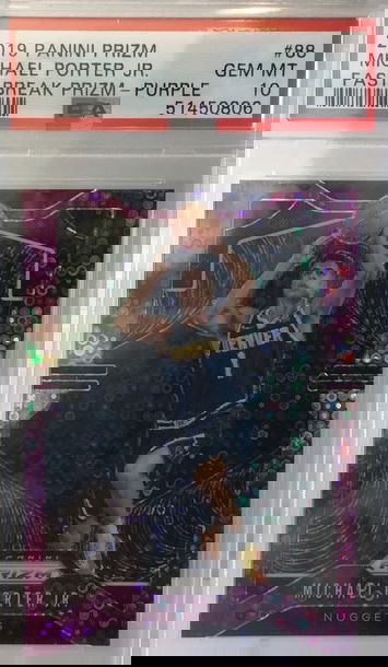 2019 Panini Prizm Michael Porter Jr. Fast Break Prizm Purple PSA 10-Gem Mint