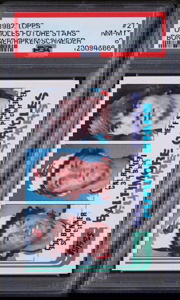 1982 Topps Bob Bonner / Cal Ripken / Jeff Schneider Orioles Future Stars PSA 8