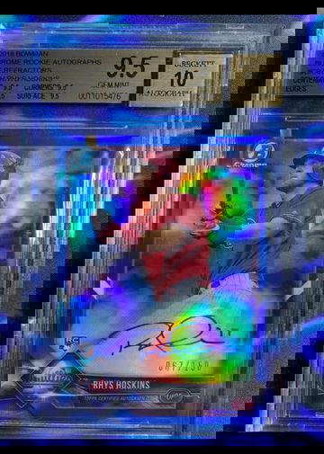 2018 Bowman Chrome Rookie Blue Auto Rhys Hoskins /150 BGS 9.5/10 True Gem 💎  
