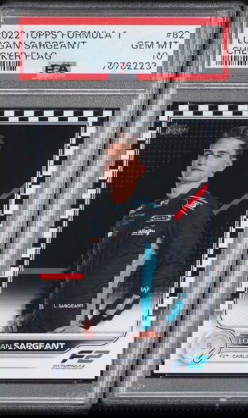 2022 TOPPS FORMULA 1 LOGAN SARGEANT #82 CHECKER FLAG PSA 10