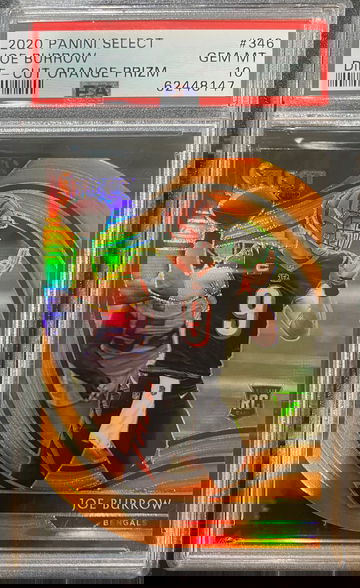 2020 Panini Select Joe Burrow Orange Die-Cut Jersey Color Match PSA 10 POP 5 Short Print