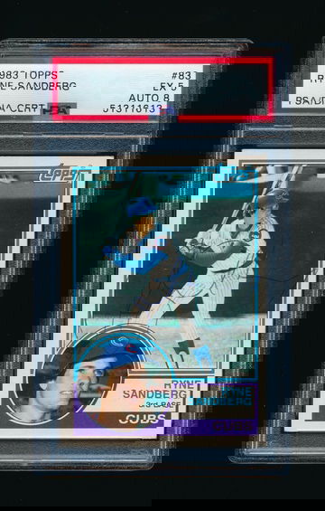 1983 Topps #83, Ryne Sandberg RC Auto PSA 5 Vintage Signature