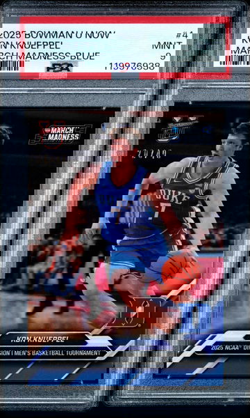 2025 Bowman U Now March Madness Blue /49 Kon Knueppel PSA 9 Mint Duke RC SP
