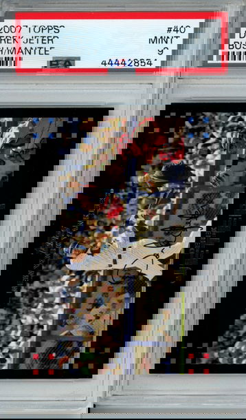 2007 Topps #40 Derek Jeter with Bush/Mantle PSA Mint 9