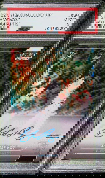 2022 Topps Stadium Club Chrome Shane Baz #SCCBA-SB RC Auto PSA 9