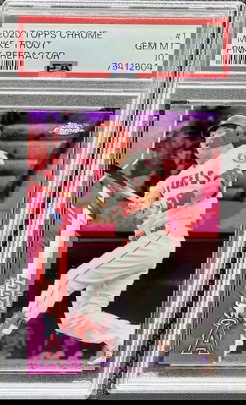 2020 Topps Chrome Mike Trout Pink Refractor PSA 10 Angels #1