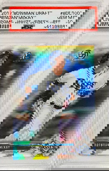 Brendan McKay 2017 Bowman Draft Chrome Refractor Rookie Card RC #BDC100 PSA 10 GEM MINT Tampa Bay Rays