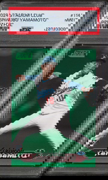 2024 Topps Stadium Club Green Foil Yoshinobu Yamamoto #114 /199 PSA 9