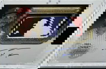 2023 Topps Dynasty, Trea Turner, Autographed MLB Logo Patch Card 1/1. Logoman