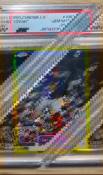 2023 Topps Chrome Logofractor Yellow Ezequiel Tovar /75 RC PSA 10