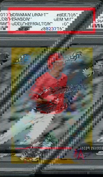 2017 Bowman Draft Chrome Gold Refractor Jacob Pearson #BDC105 /50 PSA 10